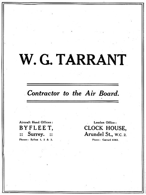 W.G.Tarrant - Aeronautical Engineering. 1918                     