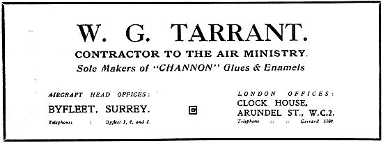 W.G.Tarrant - CHANNON Aero Glues & Enamels. 1919                 