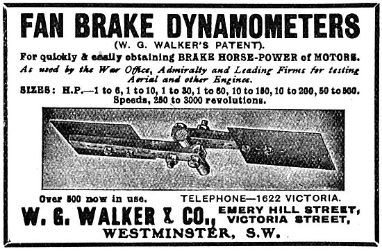 W.G.Walker & Co - Fan Brake Dynamometer. - 1917                  