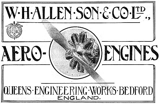 W.H.Allen & Son - Bedford. WW1 Aero Engine Manufacturers         