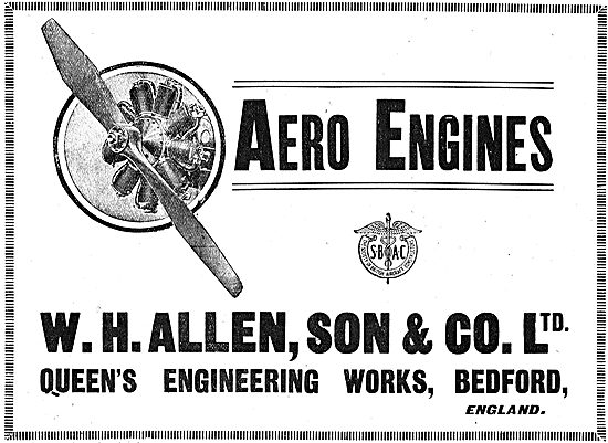 W.H.Allen & Son. Bedford. Manufacturers Of Aero-Engines          