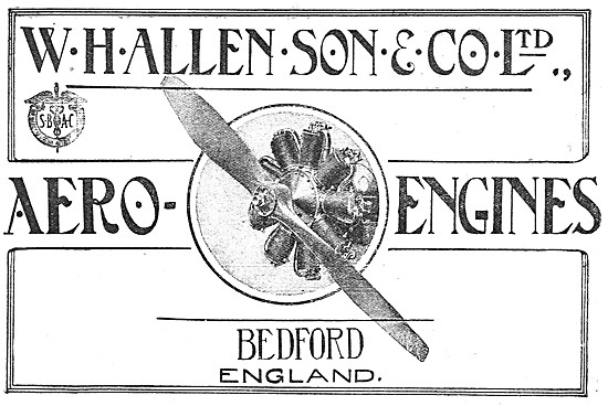 W.H.Allen & Son. Allen Aero Engines. Bedford.                    