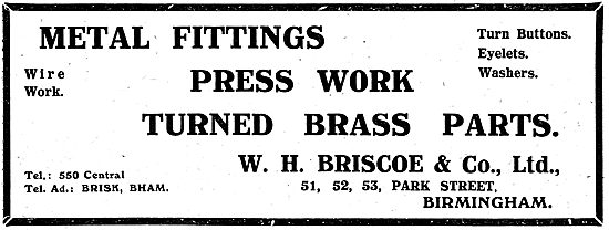 W.H.Briscoe - Park St, Birmingham. Metal Fittings For Aircraft   