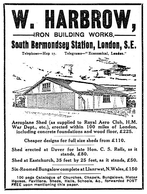 W. Harbrow - Iron Building Works - Aeroplane Sheds               
