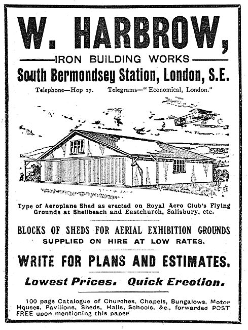 W. Harbrow - Iron Building Works - Aeroplane Sheds               