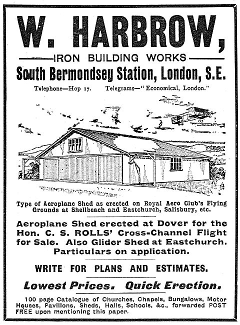 W. Harbrow - Iron Building Works - Aeroplane Sheds               