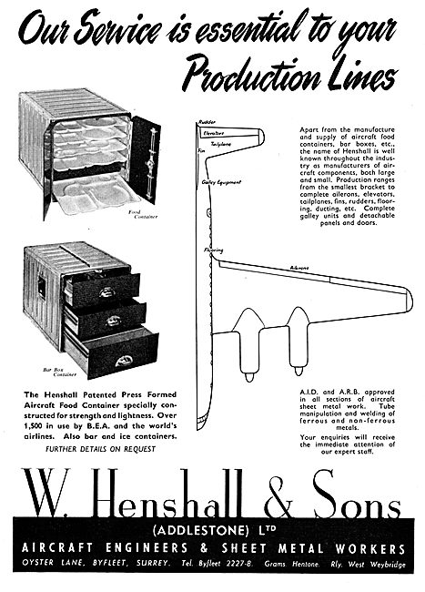 W. Henshall Aircraft Engineers & Sheet Metal Workers. Galley Eqpt