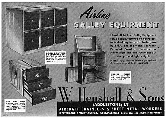 W. Henshall Buffet Units & Food Stowage Units For Airliners      