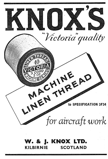 W & J.Knox, Nachine Linen Thread For Aircraft Work 1939          