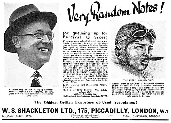 W.S.Shackleton - Aircraft Sales: Percival Q6                     