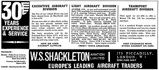 W.S.Shackleton - Aircraft Sales Divisions                        