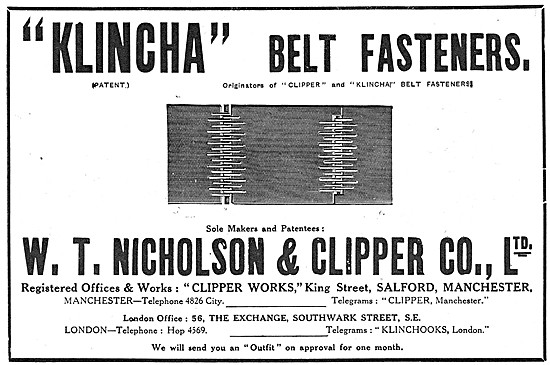 W.T.Nicholson & Clipper - KLINCHA & CLIPPER Belt Fasteners       