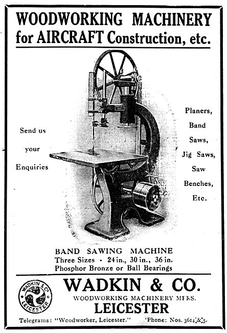 Wadkin Woodworking Machinery For Aircraft Construction           