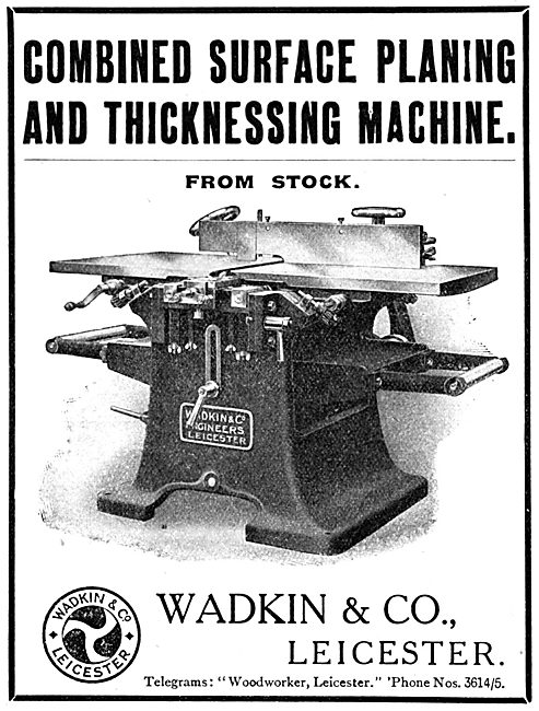 Wadkin Combined Planing & Thicknessing Machine 1916              