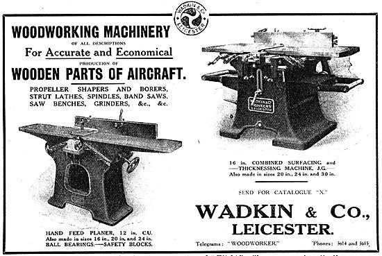Wadkin Woodworking Machinery - WW1 1917 Advert                   