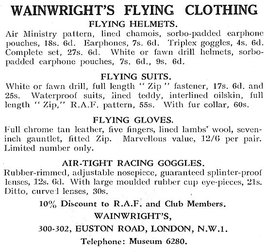 Wainwright's Flying Clothing                                     