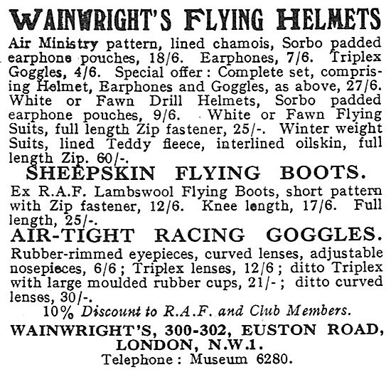 Wainwright's Flying Helmets & Boots                              