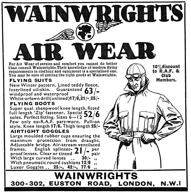 Wainwright's Air Wear Flying Clothing 1934                       