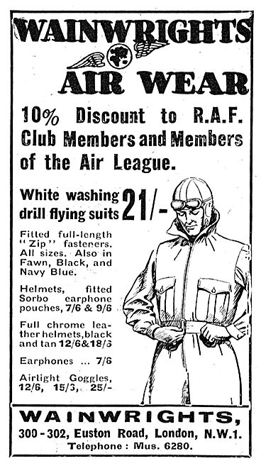 Wainwright's Flying Clothing: White Washing Drill Flying Suit    