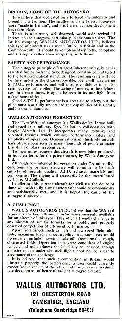 Wallis Autogyros WA-116                                          