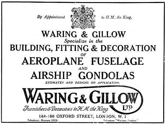 Waring & Gillow. - Aeronautical Engineers 1919 Advert            