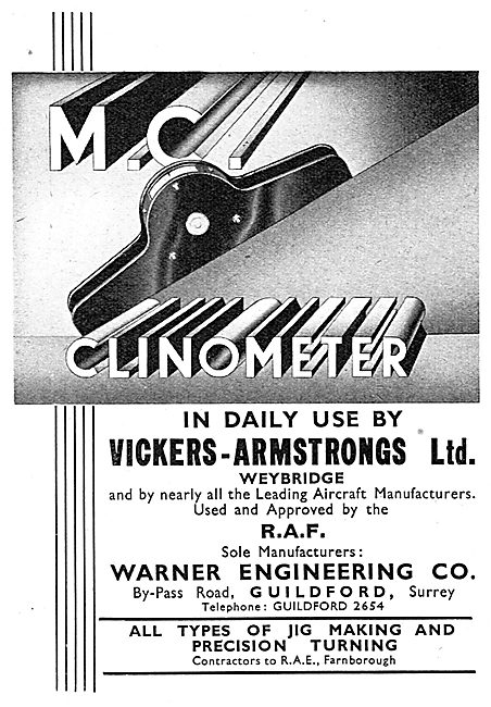 Warner Engineering. Clinometer. Jigs & Toolmakers                