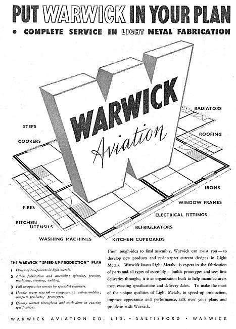 Warwick Aviation. Aeronautical Engineers & Constructors          
