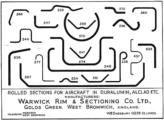 Warwick Rim Sheet Metal Work - Rolled Sections In Duralumin      