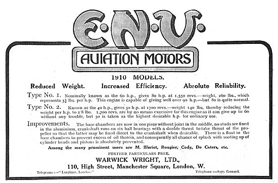 Warwick Wright ENV Aviation Motors Types 1 & 2                   