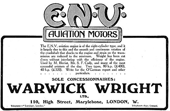 Warwick Wright Sole Concessionaires For ENV Aviation Motors      