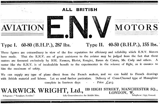 Warwick Wright ENV Aviation Motors.                              