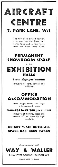 Way & Waller Aircraft Centre Park Lane. 1932                     