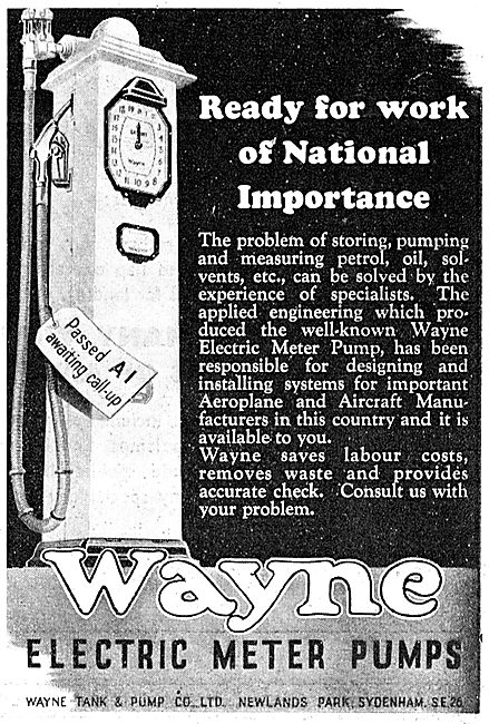 Wayne Fuel Storage, Metering & Dispensing Equipment 1943 Advert  