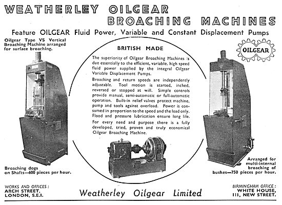 Weatherly Oilgear. Variable & Constant Displacement  Pumps       