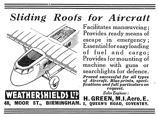 Weathershields Sliding Roofs For Aircraft                        