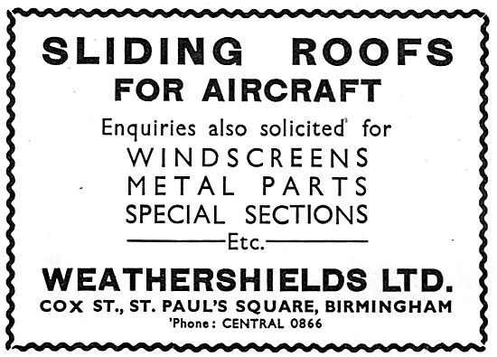 Weathershields Sliding Roofs For Aircraft                        