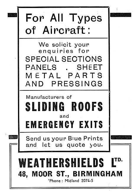 Weathershields - Aircraft Sliding Roofs & Emergency Exits        