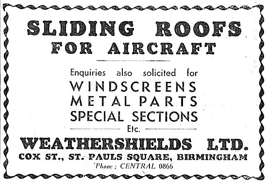 Weathershields Sliding Roofs For Aircaft                         