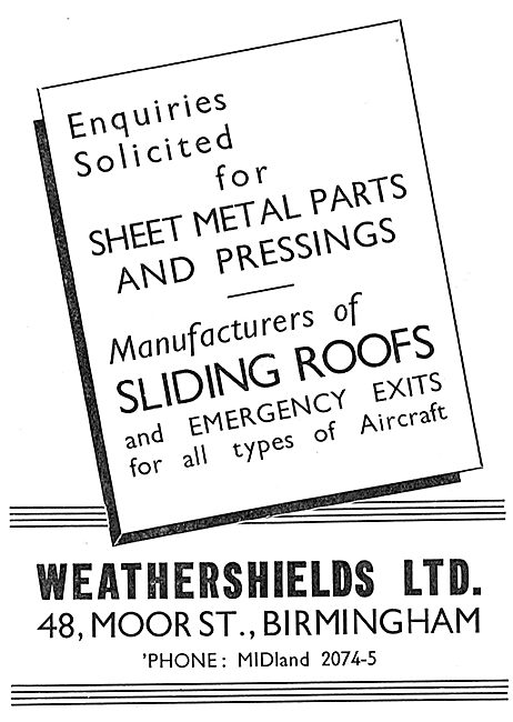 Weathershields - Aircraft Sheet Metal Parts & Pressings          