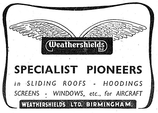 Weathershields Sliding Roofs, Hoodings & Screens For Aircraft    