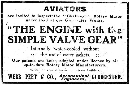 Webb Peet Aero Engine. Webb Peet & Co Aeronautical Engineers     