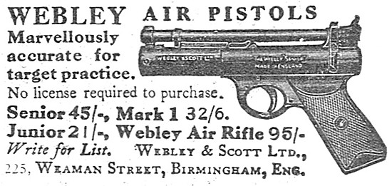 Webley Air Pistols 1939                                          