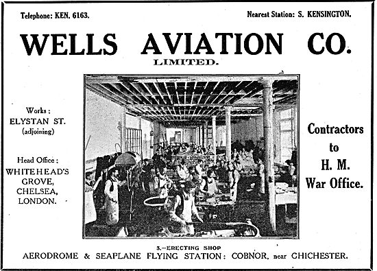 Wells Aviation Co - Aerodrome & Flying Station Cobnor Sussex     