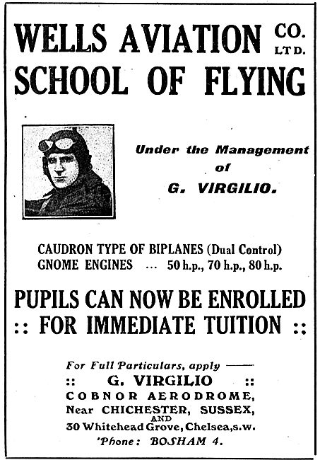 Wells Aviation School Of Flying Cobnor. G.Virgilio Manager       
