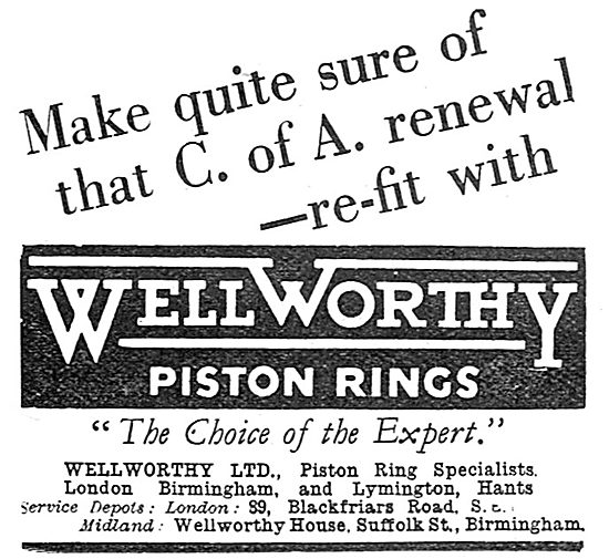 Wellworthy Aero Engine Piston Rings                              