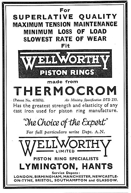 Wellworthy Aero Engine Piston Rings                              