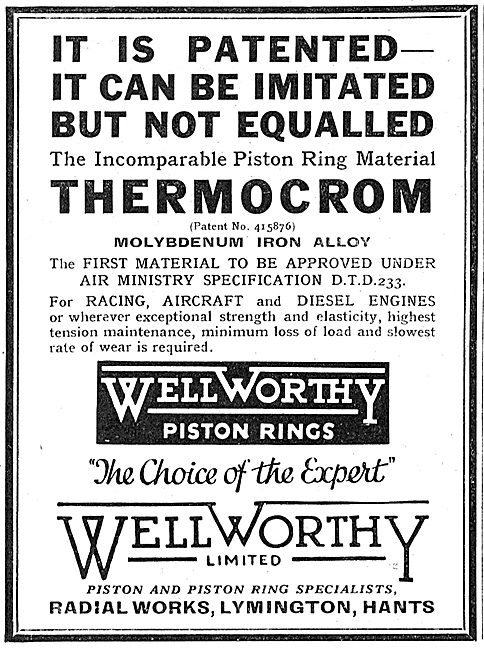 Wellworthy Aero Engine Piston Rings                              