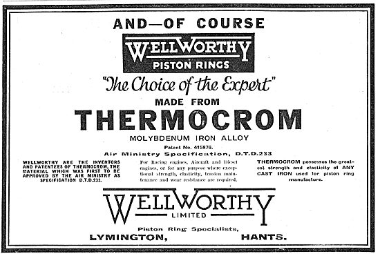 Wellworthy Thermocrom Aero Engine Piston Rings                   