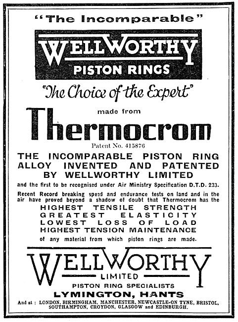 Wellworthy Piston Rings, Thermocrom                              