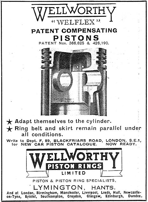 Wellworthy Patent Compensating Aero Engine Pistons               